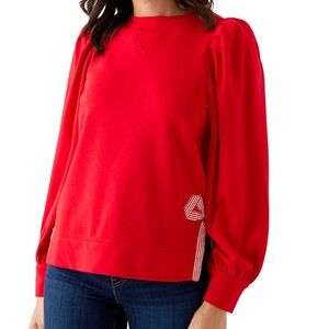 Crown & Ivy Red Puff Sleeve Sweatshirt XL- New with tags